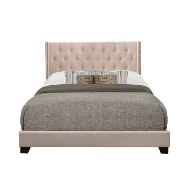 KING BED W/BEIGE FABRIC