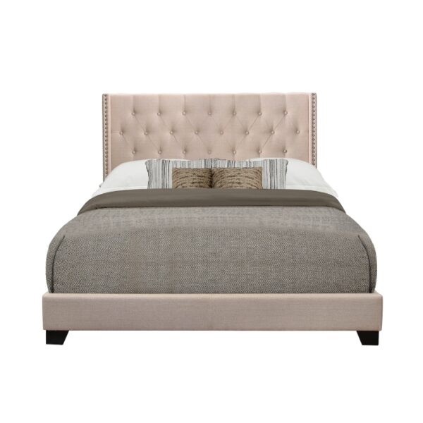 KING BED W/BEIGE FABRIC