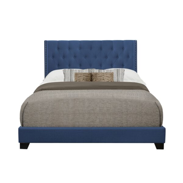 KING BED W/BLUE FABRIC