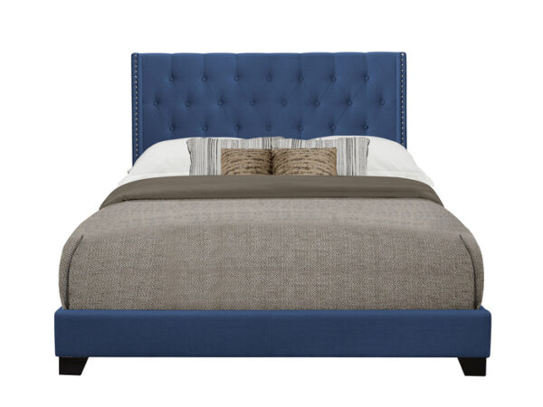 KING BED W/BLUE FABRIC