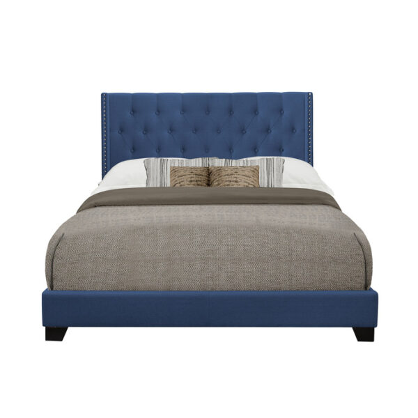 KING BED W/BLUE FABRIC