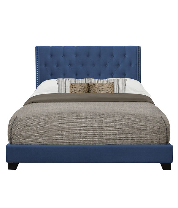KING BED W/BLUE FABRIC