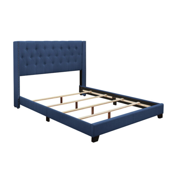 KING BED W/BLUE FABRIC