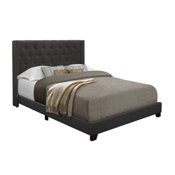 KING BED W/DARK GREY FABRIC