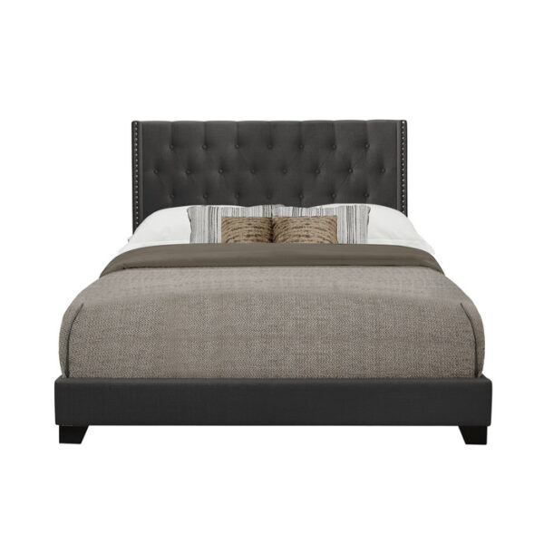 KING BED W/DARK GREY FABRIC