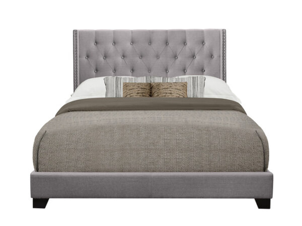 KING BED W/GREY FABRIC