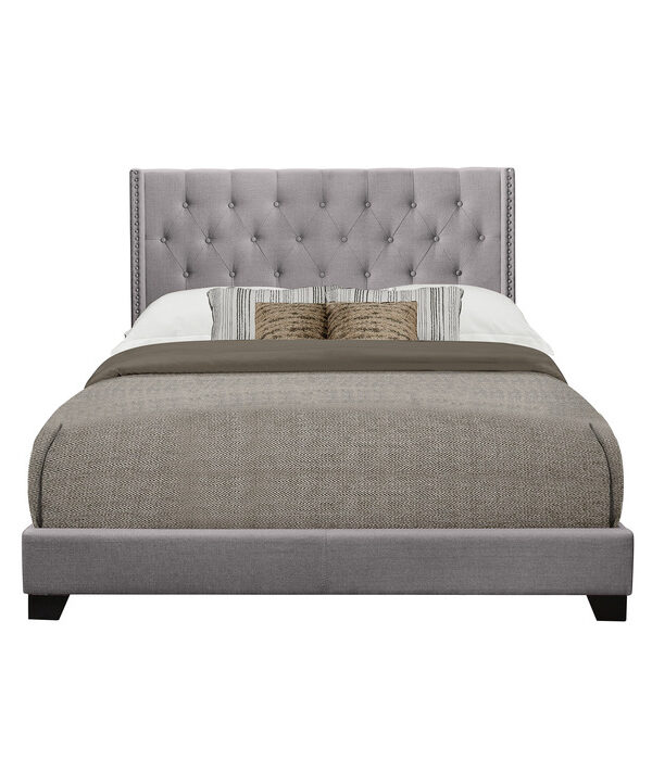 KING BED W/GREY FABRIC