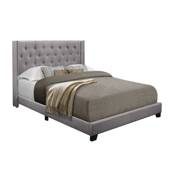 KING BED W/GREY FABRIC
