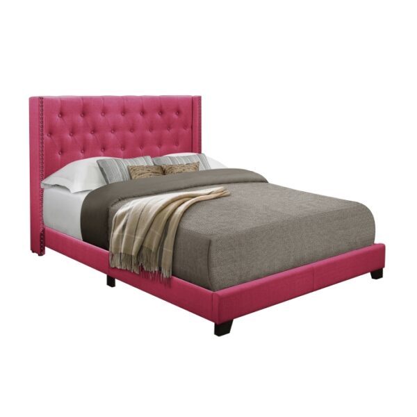 KING BED W/PINK FABRIC