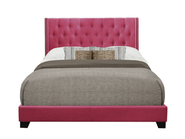 KING BED W/PINK FABRIC