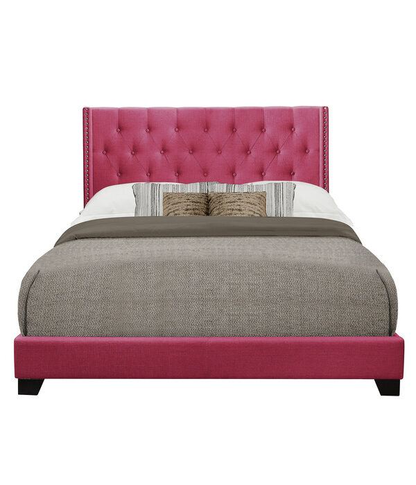 KING BED W/PINK FABRIC