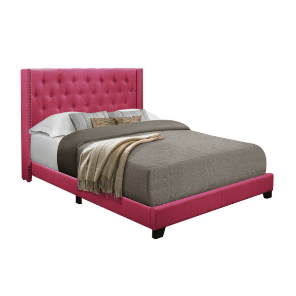 KING BED W/PINK FABRIC