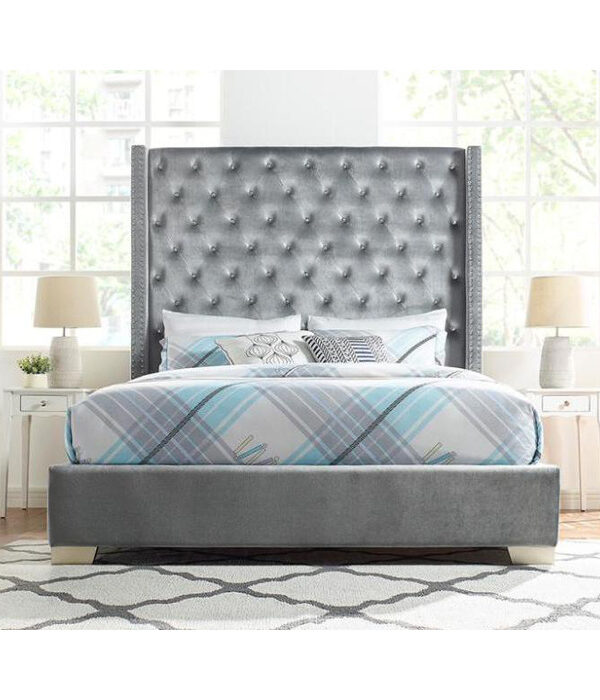 HE-SH228GRY-1  UPHL VELVET QN HB, GRAY