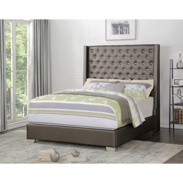 UPHL PU QUEEN BED, SILVER