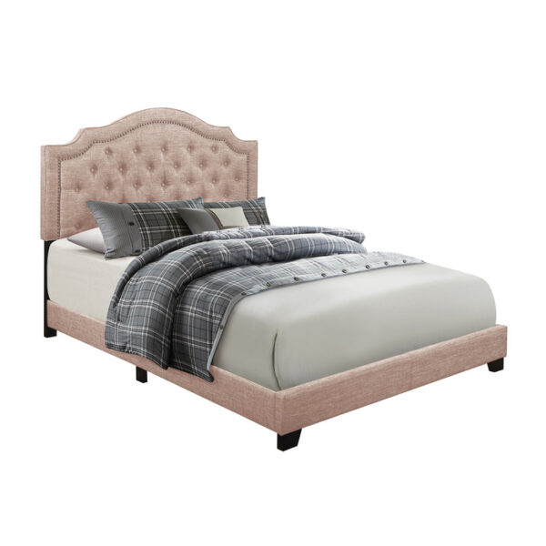 HE-SH255BGE-1  QUEEN BED W/BEIGE FABRIC