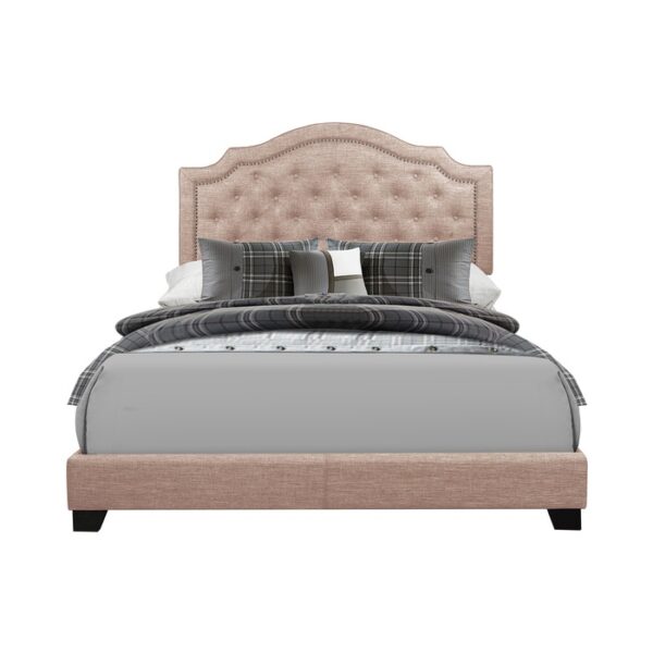 HE-SH255BGE-1  QUEEN BED W/BEIGE FABRIC