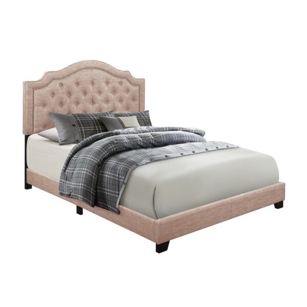 HE-SH255BGE-1  QUEEN BED W/BEIGE FABRIC