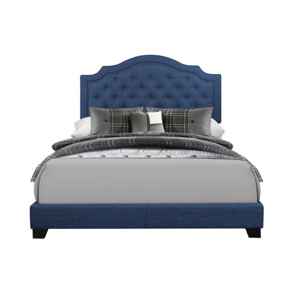 KING BED W/BLUE FABRIC