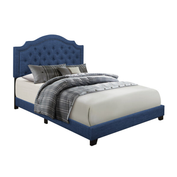 KING BED W/BLUE FABRIC