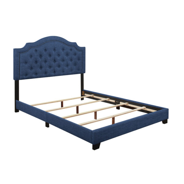 KING BED W/BLUE FABRIC