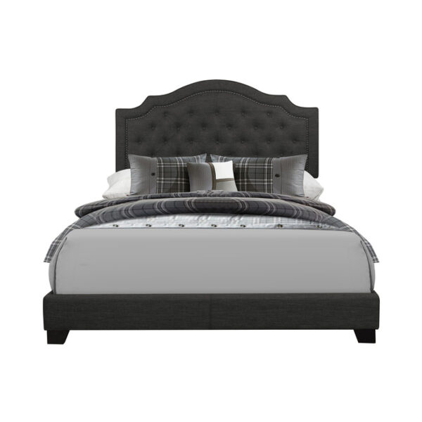 HE-SH255DGR-1  QUEEN BED W/DARK GREY FABRIC