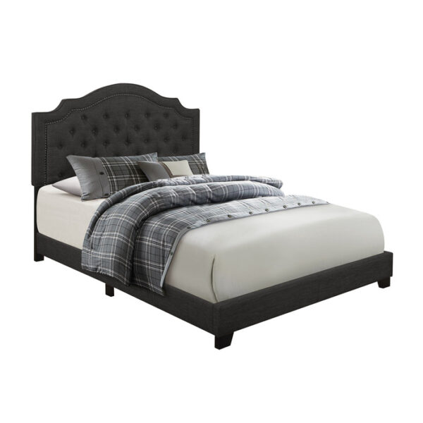 HE-SH255DGR-1  QUEEN BED W/DARK GREY FABRIC