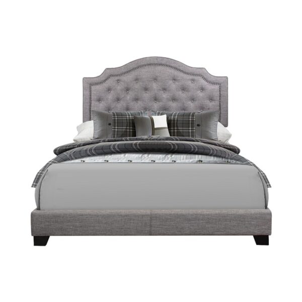 HE-SH255GRY-1  QUEEN BED W/GREY FABRIC