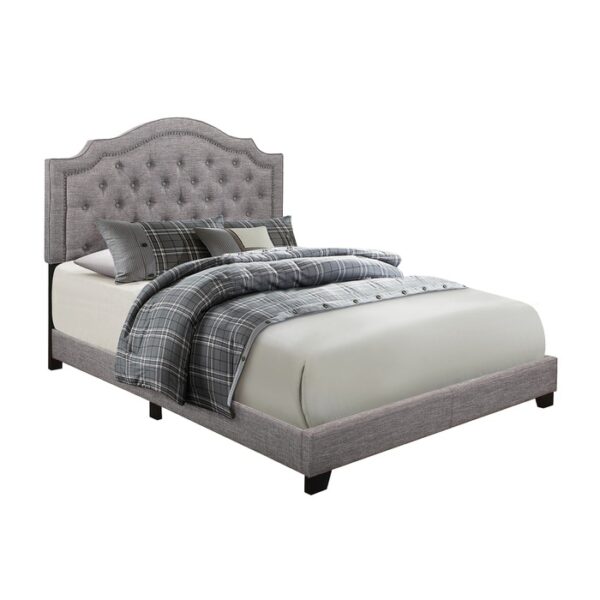 HE-SH255GRY-1  QUEEN BED W/GREY FABRIC