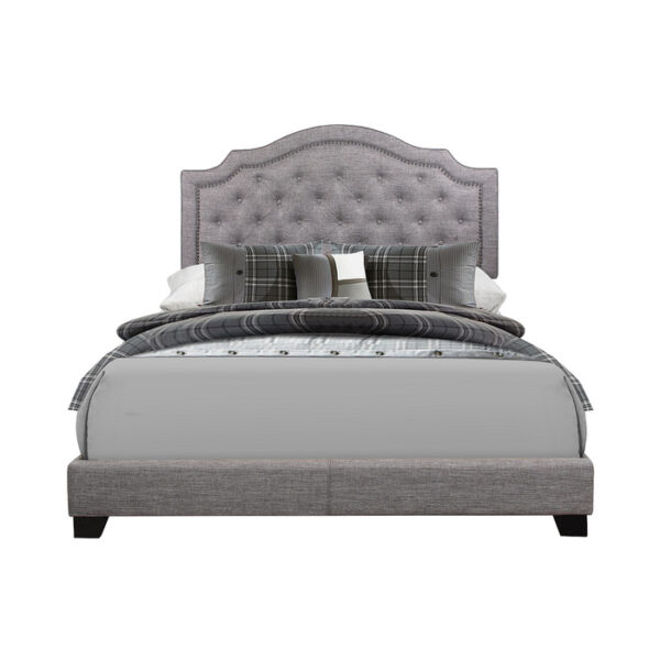 KING BED W/GREY FABRIC