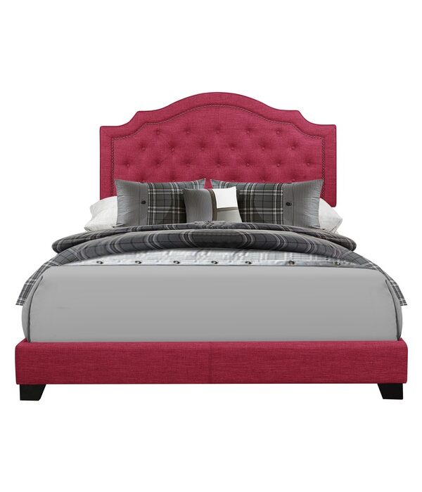 HE-SH255PNK-1  QUEEN BED W/PINK FABRIC