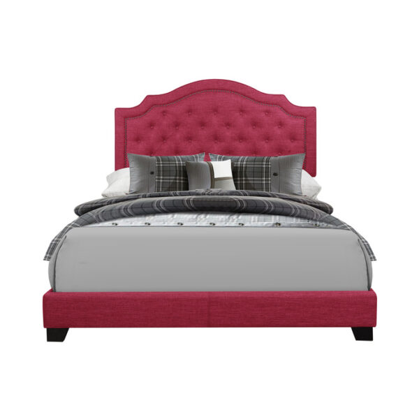 HE-SH255PNK-1  QUEEN BED W/PINK FABRIC