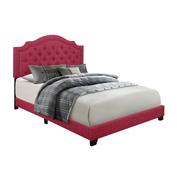 HE-SH255PNK-1  QUEEN BED W/PINK FABRIC