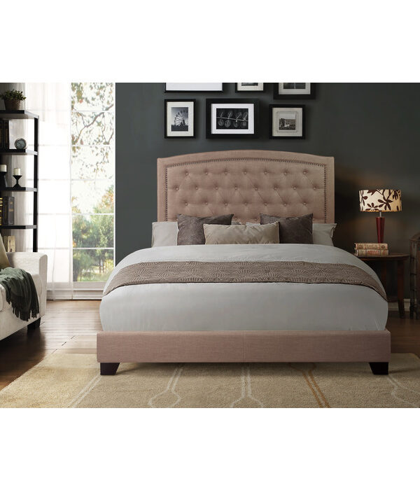 HE-SH275BGE-1  QUEEN BED W/BEIGE FABRIC