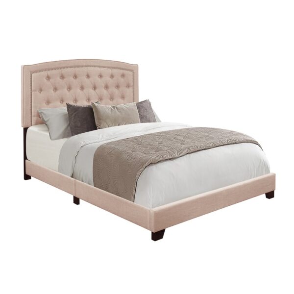 HE-SH275BGE-1  QUEEN BED W/BEIGE FABRIC