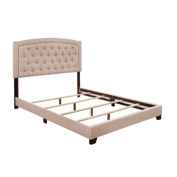 HE-SH275BGE-1  QUEEN BED W/BEIGE FABRIC