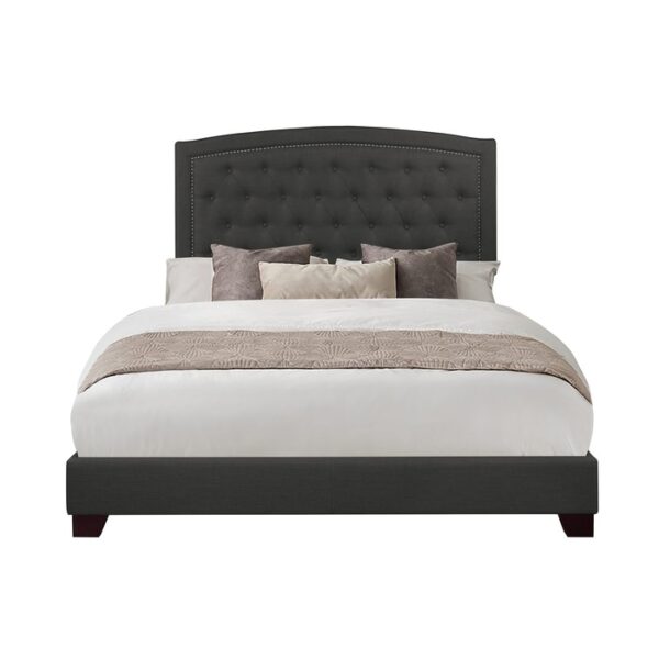 HE-SH275DGR-1  QUEEN BED W/DARK GREY FABRIC