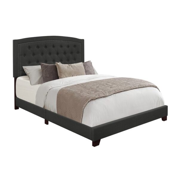 HE-SH275DGR-1  QUEEN BED W/DARK GREY FABRIC