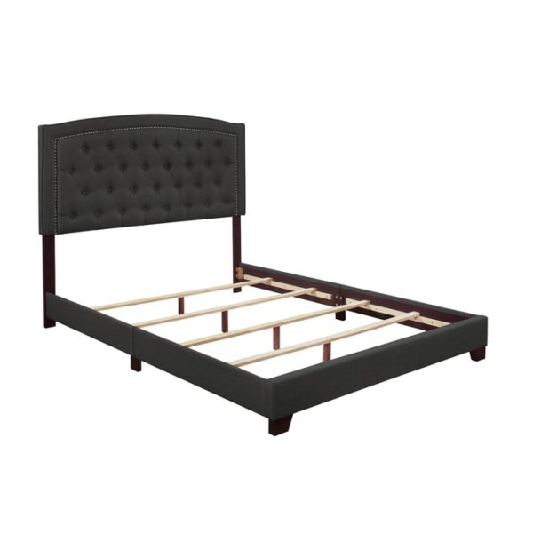 HE-SH275DGR-1  QUEEN BED W/DARK GREY FABRIC