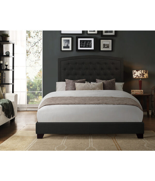 HE-SH275DGR-1  QUEEN BED W/DARK GREY FABRIC