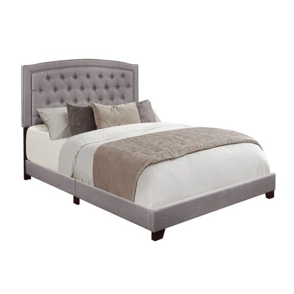 HE-SH275GRY-1  QUEEN BED W/GREY FABRIC