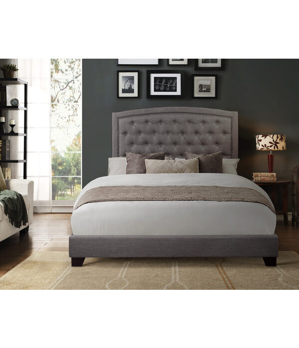 HE-SH275GRY-1  QUEEN BED W/GREY FABRIC
