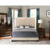 HE-SH278BGE-1  QUEEN BED W/BEIGE FABRIC W/4 SLAT + 8 S.LEG
