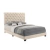 KING BED W/BEIGE FABRIC W/4