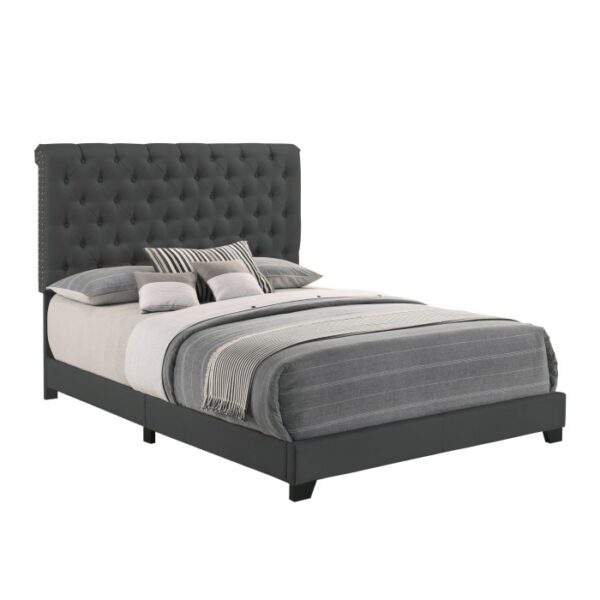 KING BED W/DARK GREY FABRIC