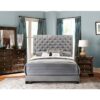 HE-SH278GRY-1  QUEEN BED W/GREY FABRIC W/4 SLAT + 8 S.LEG