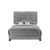 HE-SH278DGR-1  QUEEN BED W/DARK GREY FABRIC W/4 SLAT + 8 S.LEG