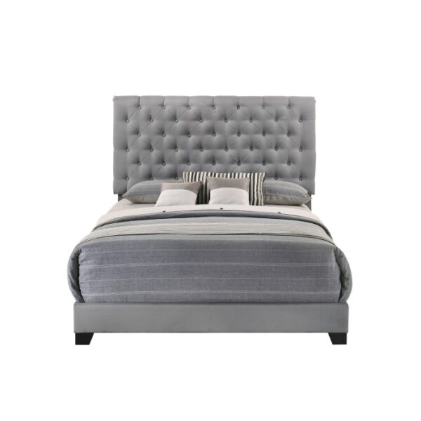 HE-SH278GRY-1  QUEEN BED W/GREY FABRIC W/4 SLAT + 8 S.LEG