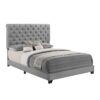 HE-SH278DGR-1  QUEEN BED W/DARK GREY FABRIC W/4 SLAT + 8 S.LEG