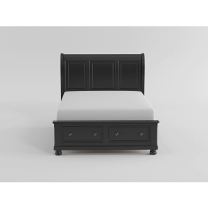 HE-1714BK-1  Queen Sleigh Platform Bed with Footboard Storage