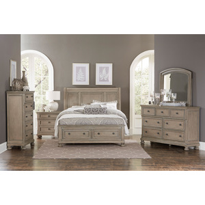 HE-2259GY-1  Queen Platform Bed with Footboard Storage